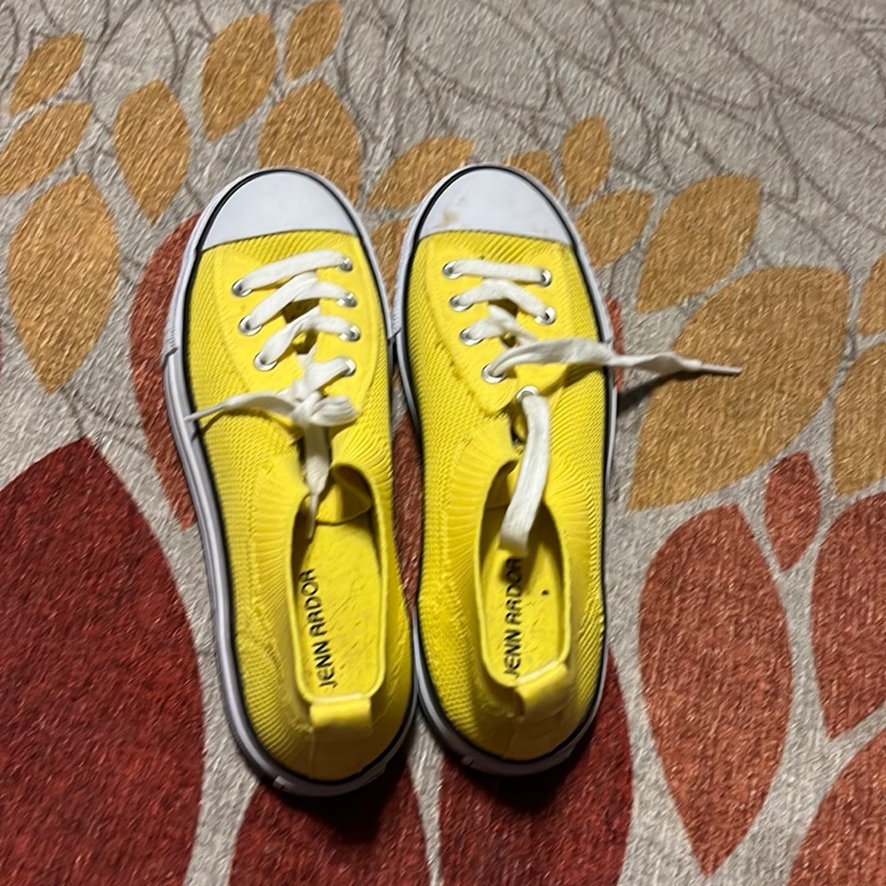 yellow crochet low top converse